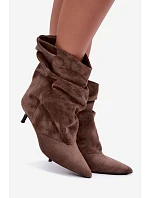 Nazouvací kotníkové boty typu Slouchy na podpatku Khaki Farren