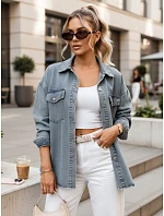 Dámská světle modrá džínová košilová bunda FashionStreet TY5690