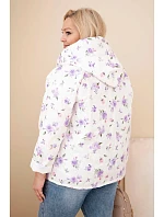 Dámská jarní bunda Plus Size s drobným květinovým vzorem fialová