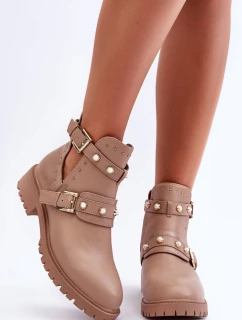 Dámské Trapery Botky s Perlami Bežová Klarisa