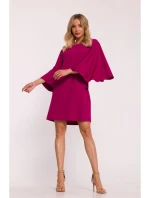 S426 Mini šaty s netopýřími rukávy - švestka