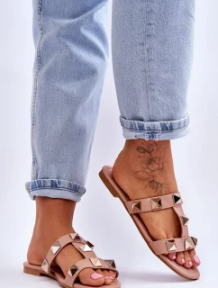 Dámské pantofle s velkými cvočky Nude Mercure