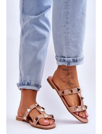 Dámské pantofle s velkými cvočky Nude Mercure Dámské pantofle s velkými cvočky Nude Mercure