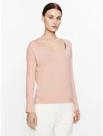 Dámský pyžamový top L/S CURVE NECK 000QS7006E FSR make-up - Calvin Klein