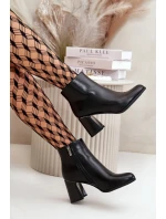 Hladké dámské boty na podpatku z eko kůže zateplené černé Milisea Hladké dámské boty na podpatku z eko kůže zateplené černé Milisea