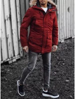 Pánská zimní bunda s kapucí bordó FashionStreet TX4275 Pánská zimní bunda s kapucí bordó FashionStreet TX4275