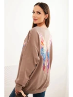 Dámská oversize mikina z bavlny s barevnými křídly na zádech fango