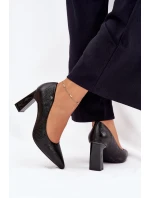 Dámské lodičky na podpatku Vinceza 62252 černé