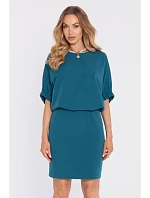 M904 Blůzové šaty s rozparkem na zádech - oceánsky modré