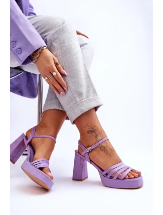 Dámské semišové sandály na platformě fialove Verda