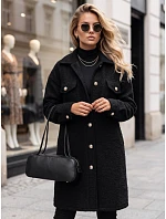 Dlouhý dámský kabát z ovčí kůže, černý, FashionStreet NY0801 Dlouhý dámský kabát z ovčí kůže, černý, FashionStreet NY0801