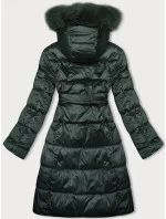 Tmavě zelená dámská zimní bunda s páskem S'west (B8195-10) Tmavě zelená dámská zimní bunda s páskem S'west (B8195-10)