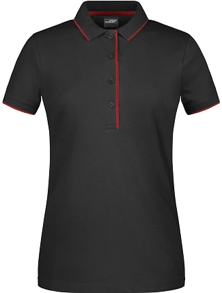 Daiber JN 727 Dámské piqué polo s kontrastní légou 02.0727 black/red