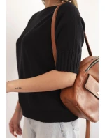 Dámský svetr z viskózy s krátkým rukávem černý