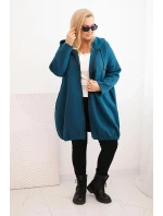 Dámská mikina Plus Size zateplená s kapucí a zipem mořská