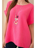 Mušelínová halenka s náhrdelníkem růžový Mušelínová halenka s náhrdelníkem růžový