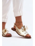 Zazoo 2898 Kožené Ploché Sandály Zlaté