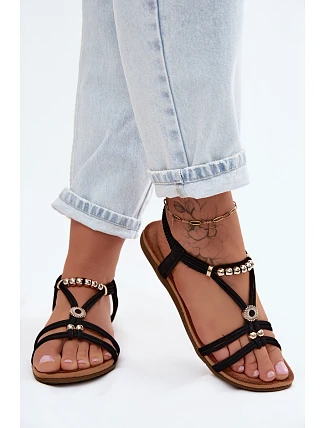 Dámské ploché sandály s pásky Černé Zelda