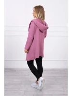 Volná bunda s kapucí 8928 tmavě růžová - Kesi