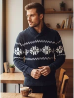 Pánský tmavě modrý svetr FashionStreet WX2272