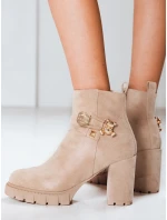 Dámské semišové kozačky na podpatku béžové FashionStreet ZY1265 Dámské semišové kozačky na podpatku béžové FashionStreet ZY1265