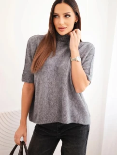 Dámský svetr s rolákem volného střihu šedý