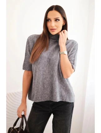 Dámský svetr s rolákem volného střihu šedý