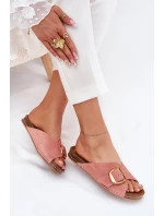 Kožené sandály se zlatou sponou Maciejka 07000-15 Růžové
