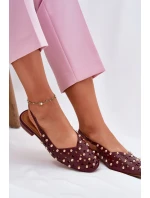 Zdobené Baleríny Na Plochém Podpatku Bordové Nilarisela