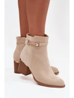 Dámské zimní boty na podpatku s ozdobným páskem béžové Galissa