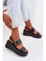 Dámské sandály na platformě s ozdobným detailem Černé Nelira