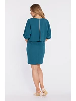 M904 Blůzové šaty s rozparkem na zádech - oceánsky modré
