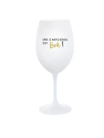 VÍNO JE NÁPOJ BOHOV. SOM BOH! - biely pohár na víno 350 ml VÍNO JE NÁPOJ BOHOV. SOM BOH! - biely pohár na víno 350 ml