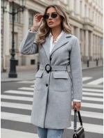 Dámský jednořadový podzimní kabát SCHERMI světle šedý FashionStreet NY0668 Dámský jednořadový podzimní kabát SCHERMI světle šedý FashionStreet NY0668