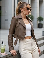 Dámská krátká bunda z ekokůže ramon světle hnědá FashionStreet TY5673