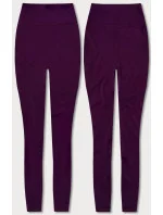 Tmavě fialové dámské legíny s ozdobnými švy (54460) Tmavě fialové dámské legíny s ozdobnými švy (54460)