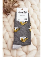 Menské Ponožky S Vzory Pivo Šedé