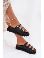 Dámské Klapky Na Platformě S Pásky Černé Nimiotte