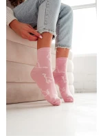Dámské bavlněné ponožky Kontury kočky Růžové