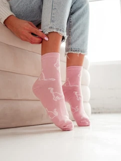 Dámské bavlněné ponožky Kontury kočky Růžové