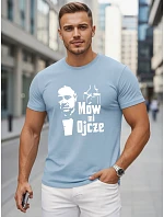 Pánské klasické bavlněné tričko s potiskem modré barvy FashionStreet NX5145R Pánské klasické bavlněné tričko s potiskem modré barvy FashionStreet NX5145R