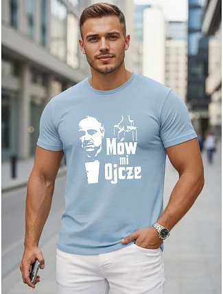 Pánské klasické bavlněné tričko s potiskem modré barvy FashionStreet NX5145R Pánské klasické bavlněné tričko s potiskem modré barvy FashionStreet NX5145R