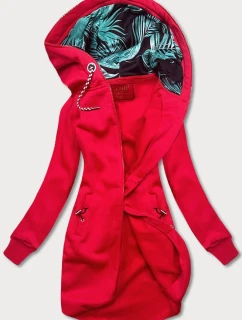 Dlouhá červená dámská mikina (AMG-855B)