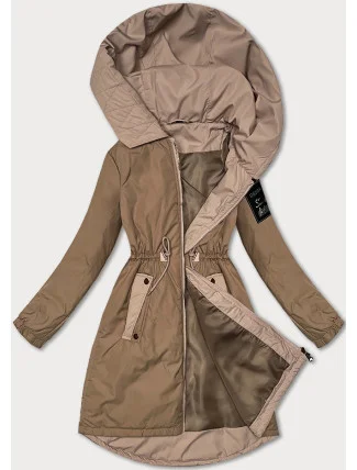 Tmavě béžová dámská bunda se stahováním v pase S'West (B8352-12)
