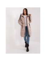 Dámská zimní bunda béžová prošívaná SUBLEVEL s délkou ke kolenům (D50048X44518B3)