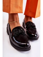 Dámské kalhoty lakované s mašlí Černý Laurent