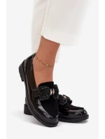 Lakované Dámské Mokasíny S Mašlí S.Barski HY51-319 Černé Lakované Dámské Mokasíny S Mašlí S.Barski HY51-319 Černé