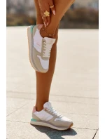 Semišové Dámské Tenisky Big Star RR274A047 HI-POLY SYSTEM Béžovo-Bílé