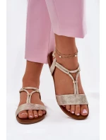 Dámské Plné Sandály S Pásky S.Barski KV51-120 Zlaté