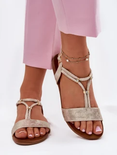 Dámské Plné Sandály S Pásky S.Barski KV51-120 Zlaté
